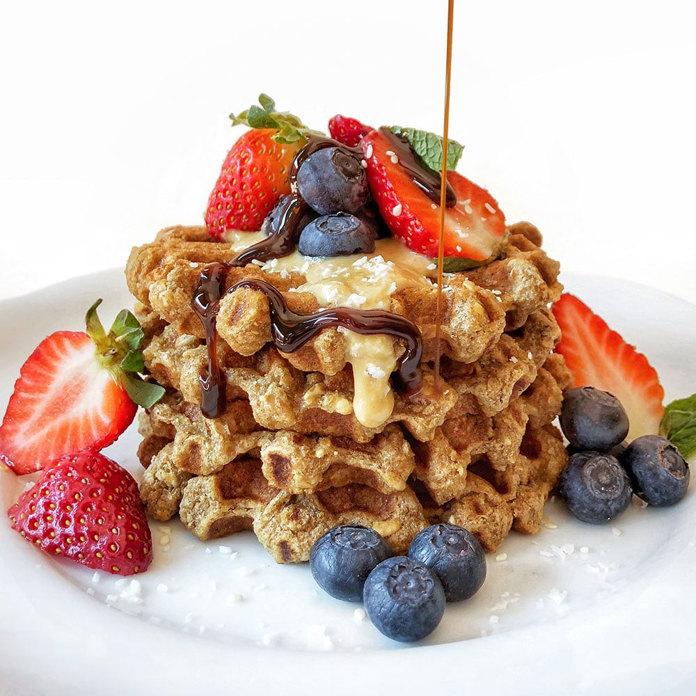 Waffle proteico: 11g de proteína, 63 calorias e low carb 🤩🧇🫰🏻 #lo